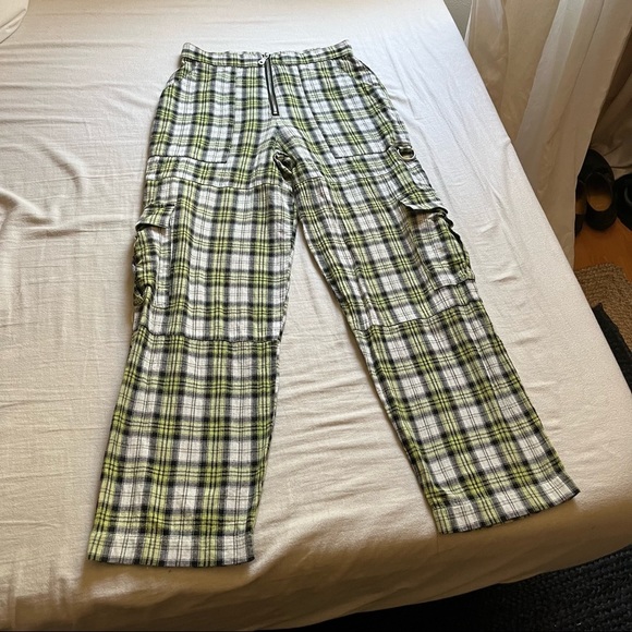 The Ragged Priest Green Plaid Wide Leg Pants - Picture 1 of 5